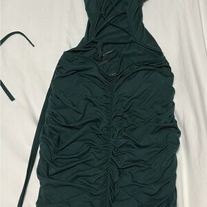 SHEIN Deep Green Lace Up Dress